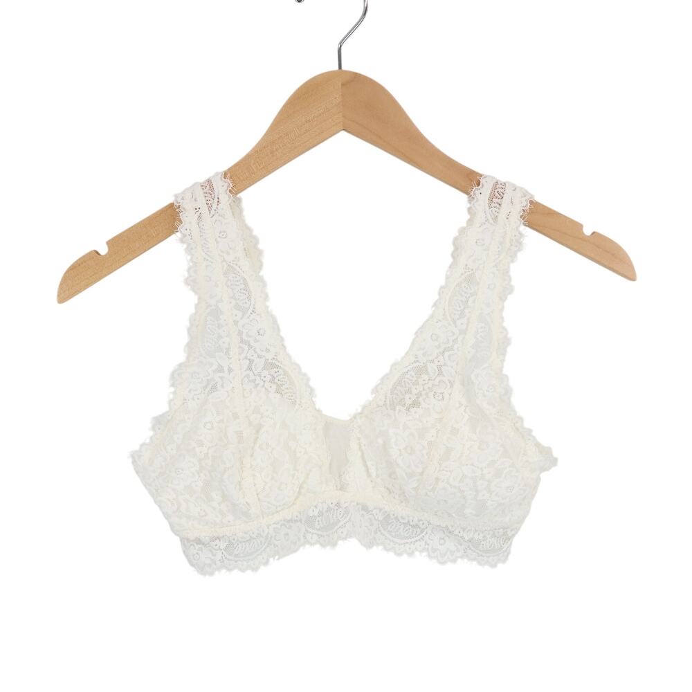Aerie Lace V-Neck Bralette Ivory Size Small